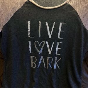 Ladies Maurice’s top.  Soft grey and dusty pink, sz med